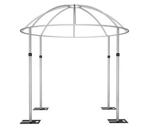 Verstelbare 4-palen Ronde Zilveren Metalen Bruiloft Evenement Boog Stand, Ronde Achtergrond Luifel Frame Chuppah 10ft