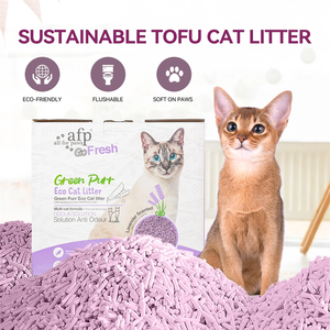 AFP Lavanda Perfumado Natural Tofu <span class=keywords><strong>Cat</strong></span> Litter Baixo Rastreamento Rapid Clumping Flushable Pellet Kitty Litter 4.5kg/10 libras <span class=keywords><strong>Cat</strong></span> Areia - Product Image 2