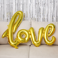 Ballons Lettres 18 Pouces Or Rose Rouge Amour en Aluminium et Latex pour Mariage, Fête, Saint-Valentin