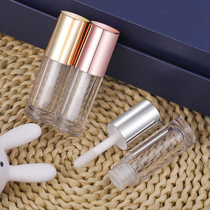 6Ml Round <b>Lip</b> Gloss Tube With Large Brush Applicator Empty Sprayable Gold Silver Rose Pink Glossy Gift Packaging - Product Image 1