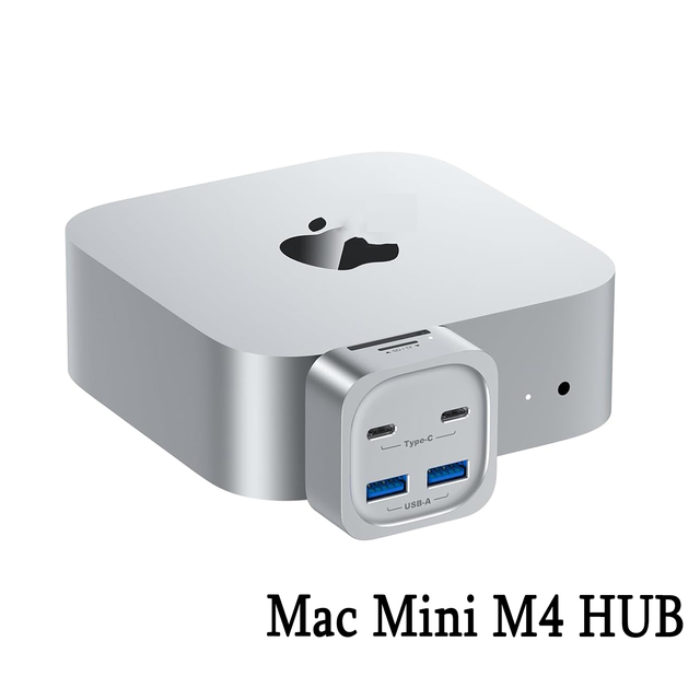 Tuti 6 in 1 Mac Mini M4 HUB SD TF Card Reader Docking Station USB3.2 10Gbps Adapter Type-C Hub for Macmini M4