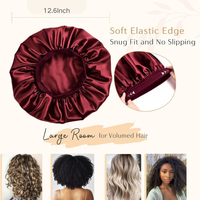 Bonnet en satin personnalisé pour femme, double couche, luxe, avec large bande élastique réglable, idéal pour cheveux bouclés et tresses, vente en gros