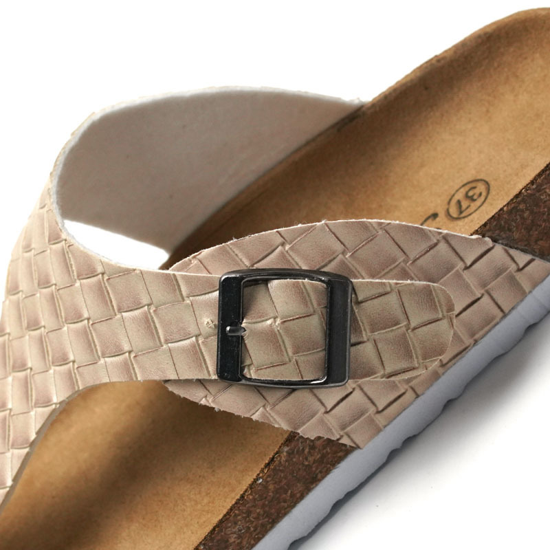 Fashion EVA Genuine Leather Slide Shoes Summer Sandals Buckle Non-slip Flat Cork Slippers