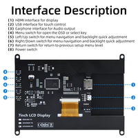 7 pouces 1024*600 IPS écran LCD moniteur écran LCD avec support acrylique pour BB noir, Windows 10 8 7,Raspberry Pi