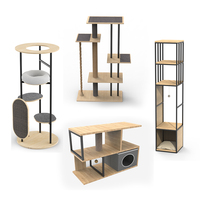 Produsen Grosir Furnitur Rumah Modern dan Mewah, Menara Tempat Tidur Kucing dengan Rangka Kayu dan Logam untuk Dalam Ruangan
