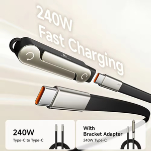 Cable Tipo-C de 240W con Adaptador de Pulsera, Cargador Múltiple, Soporte Ajustable de 1.5M/5FT, Chip E-Mark - Product Image 3