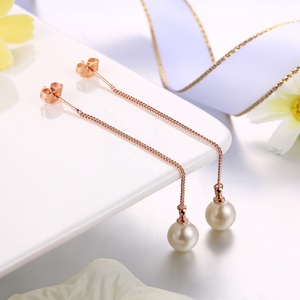 New Arrivals Rose <strong>Gold</strong> Plated Long Chain <strong>Dangle</strong> <strong>Earrings</strong> with Round Faux Pearl for Women Fashion Ear Studs <strong>Earrings</strong> Jewelry Gift - Product Image 4