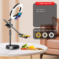 Anneau Lumineux LED avec Support Trépied de Bureau 10 Pouces pour Alimentaire, Bijoux, Maquillage, Diffusion en Direct, Éclairage d'Appoint et Photographie