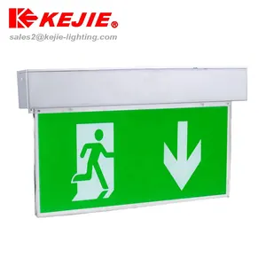 Kejie Ceiling And Wall Mounted Exit Sign Lamp Automatic Charging Emergency Led Light Rechargeable Exit Light 2 In 1