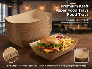 Bandejas de Papel para Alimentos al por Mayor, Bandejas Desechables de Papel Kraft Marrón para Restaurantes, para Servir Nachos, <span class=keywords><strong>Tacos</strong></span>, BBQ y Papas Fritas - Product Image 6