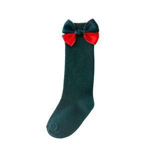 Automne et hiver bébé rouge vert mi Tube chaussettes noeud papillon enfants espagnol nouvel an <span class=keywords><strong>cadeau</strong></span> chaussettes enfants chaussettes de noël - Product Image 1