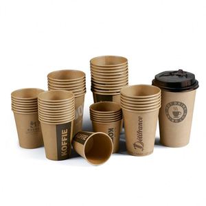 7 gobelets à café jetables en papier blanc de 12 oz pour boissons chaudes, avec couvercle noir en forme de dôme et manchon en kraft, format petit et grand, en rouleau - Product Image 1