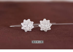 <span class=keywords><strong>Orecchini</strong></span> Pendenti in <span class=keywords><strong>Argento</strong></span> Sterling S925 Lavorazione Thailandese a Forma di Loto, Gioielli di Tendenza dal Carattere Unico - Product Image 5