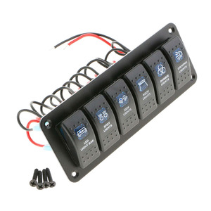 Pre-Wired <strong>Switch</strong> <strong>Panel</strong> 6 Gang Toggle ON-OFF Blue Illuminated for Automotive Truck RV 12-24V DC - Product Image 2