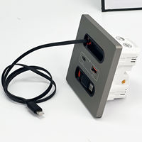 Prise murale ABS escamotable de bureau haut de gamme avec technologie NFC intelligente, câble de charge USB-C et USB-A rétractable, charge rapide 20W