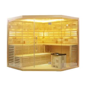 Wholesale Home Solid Wood Detox Steam Sauna Popular Traditional Finnish Sauna With 6Kw Stove