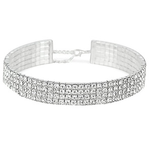 Pour <span class=keywords><strong>Amazon</strong></span> Explosions femmes élégant trois cinq huit rangée véritable strass collier Super large clavicule chaîne mode Chokers - Product Image 3
