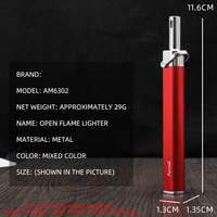 AM6302 Allume-cigare Gonflable Compact Nouveau Design Flamme Ouverte Longue Bande Personnalité Métallique pour Cadeaux d'Affaires Vente en Gros