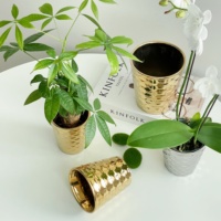 Pot Bunga tahan lama berwarna emas/perak porselen cetak timbul kualitas tinggi untuk Indoor/Outdoor pemakaian rumah kebun pekebun-Yida