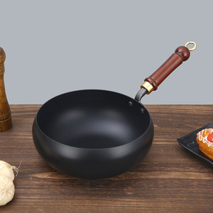 24Cm Không Dính Không Có Lớp Phủ Gang Chảo Nhà Bếp Nấu Ăn Sắt Lớn Bụng Fry Chảo Pan Wajan Kuali Với Kính Nắp - Product Image 3