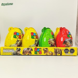 Superloves - Œuf en chocolat géant en forme <span class=keywords><strong>de</strong></span> <span class=keywords><strong>dinosaure</strong></span> - Jouet T-Rex jaune/multicolore - 30 g - 8 pièces par plateau - Fête d'enfants - Vente en gros - Product Image 2