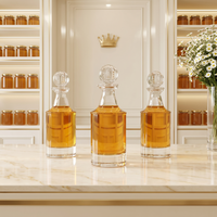 Bouteille de présentation en verre transparent de 250 ml, polie à la main, avec bouchon en liège, pour huile d'Attar Oud, style arabe
