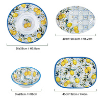 Plateaux à croustilles et à trempette en gros en usine Assiette à collation en mélamine au design citron à prix abordable Utilisation quotidienne moderne