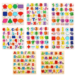 Jouets éducatifs Montessori pour enfants, garçons et filles, blocs d'apprentissage de l'alphabet et des nombres en 3D, puzzle de formes, jeux d'association - Product Image 1