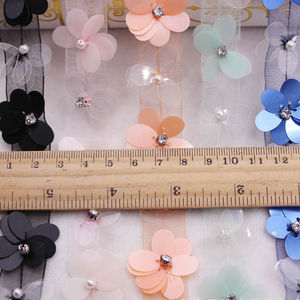 3CM Chiều Rộng Đầy Màu Sắc Sequins Thạch Hạt Handmade Tự Làm May Wedding Dress Phụ Kiện May Chất Liệu Ren Trim - Product Image 2