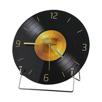 Disque vinyle antique style américain semi-fait main avec mouvement électrique à aiguille en verre suspendu, décoration rétro pour la maison, salon, bureau