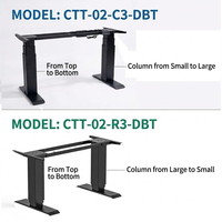 Bureau de direction moderne à hauteur réglable électriquement avec double moteur, capacité de charge de 100 kg, cadre de bureau assis-debout de 625-1175 mm pour bureau de PDG
