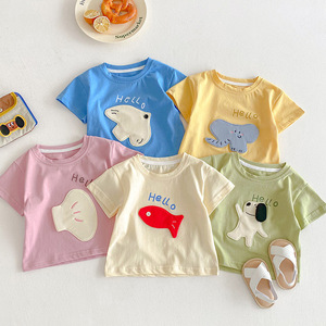 Kaus Anak-anak Musim Panas 2026 Atasan Lengan Pendek Motif Kartun Lucu Katun Bernapas untuk Bayi Laki-laki Perempuan Balita Kaus Kasual - Product Image 1
