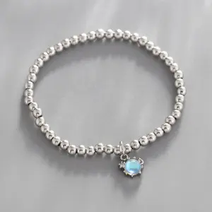 Stainless Steel Beads Ocean Bracelet Series Seahorse Whale Crab Turtle Charms Bracelet Elastic Bracelet