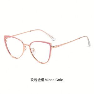 Gafas de Computadora con Protección Anti Luz Azul, de Acero Inoxidable, Montura Metálica Estilo Ojo de Gato para Mujer - Product Image 4