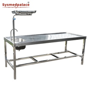 Mesa de limpieza de cadáveres funerarios Mesa de limpieza de morgue Mesa de autopsia simple a la venta - Product Image 6