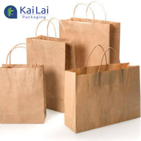 Recyclable Wholesale Kraft Portable Paper Bag Packing Shopping Gift Bag Craft Disposable Square Bottom Packing Kraft Paper Bag