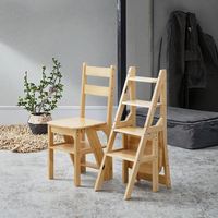 Tabouret escabeau pliant en bambou, convertible en chaise d'appoint pour enfants, repose-pieds multifonctionnel, design moderne et épuré