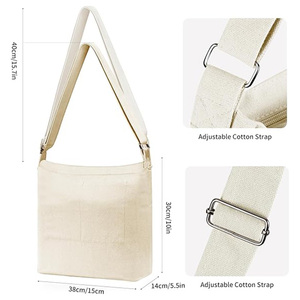 Custom Women's Blank Large Size Canvas Crossbody <b>Tote</b> Shoulder Bag with Open Closure for Outdoor & <b>Travel</b> Use - Product Image 2