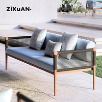 Fauteuil d'extérieur en aluminium et rotin nordique, moderne et imperméable, pour terrasse, jardin, hôtel, restaurant, balcon, usage commercial