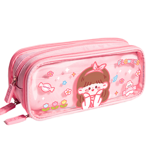 Fournitures scolaires, étui à crayons transparent uniquement pour les élèves, toile, dessin animé, papeterie mignonne, boîte à crayons en toile, belle, grande capacité - Product Image 2