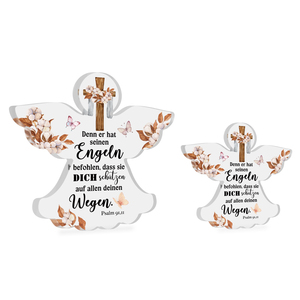 Decoración de mesa acrílica con forma de Ángel religioso español francés alemán italiano con mensaje de bendición de <span class=keywords><strong>Dios</strong></span> - Product Image 1