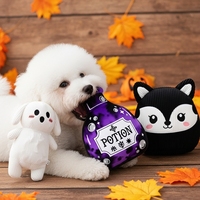 Jouet en peluche noir personnalisé pour chien Halloween avec couineur pour mâcher et jouer de manière interactive