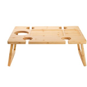 <b>Bamboo</b> Portable Folding <b>Table</b> 43x32x17.8cm With Wine Holder Outdoor Use - Product Image 5