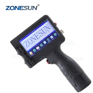 ZONESUN מגע מסך כף יד אינטליגנטי USB QR 360 תואר הזרקת דיו מדפסת קידוד מכונה עבור קרטון גומי מתכת תפוגה