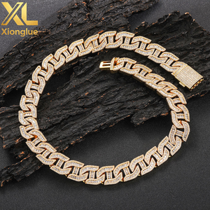 Collar de cadena cubana de 14 mm con circonitas cúbicas, estilo hip hop, chapado en oro, grueso, para hombre, estilo rapero, con incrustaciones de circonitas. - Product Image 1