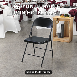 Lumetal Black Metal Folding <b>Chair</b> Modern Design Saber Leg Lightweight <b>Stackable</b> Solid Back Backrest Hotel <b>Dining</b> Room Event Use - Product Image 2