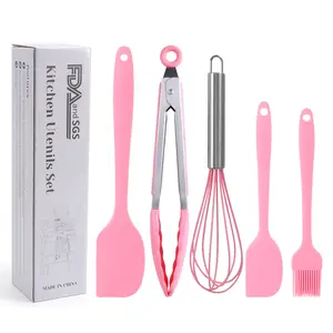 Nouvelle crème résistant à la chaleur cuisson pâtisserie gâteau outils Silicone cuisine ensemble 5 pièces antiadhésif cuisson spatule ensemble de cuisson