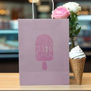 Custom Printed Eco-Friendly Durable <b>Biodegradable</b> Kraft Paper Ice Cream Bag with Heavy Duty Handle for Food <b>Packaging</b> - Product Image 5