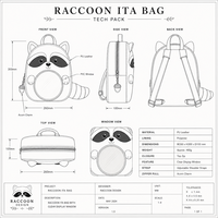 Sac à bandoulière personnalisé en peluche fantaisie en forme de raton laveur, style rétro woodland, avec breloque chouette et design de queue rayée