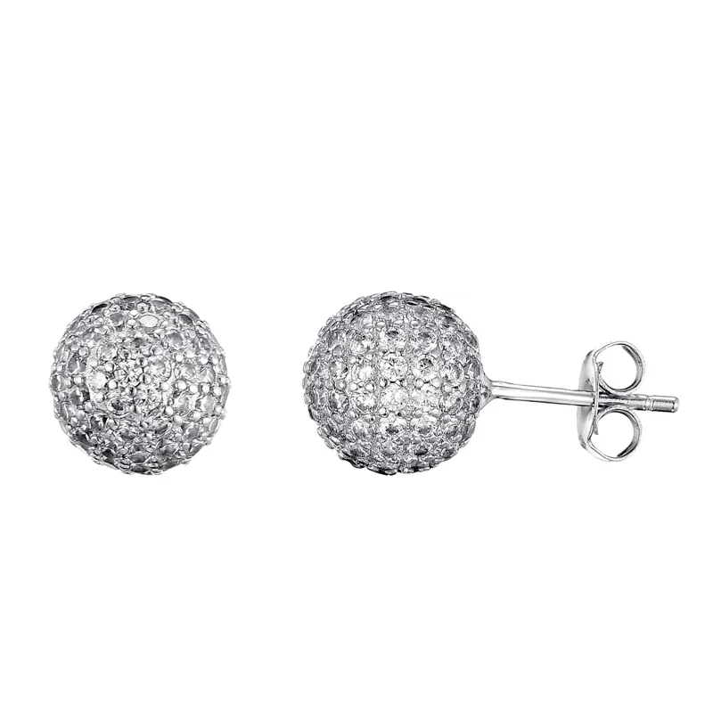 Valentine's Day Gift fashion jewelry 5A cz diamond iced out bling round ball bead stud earring jewelry for men and women
